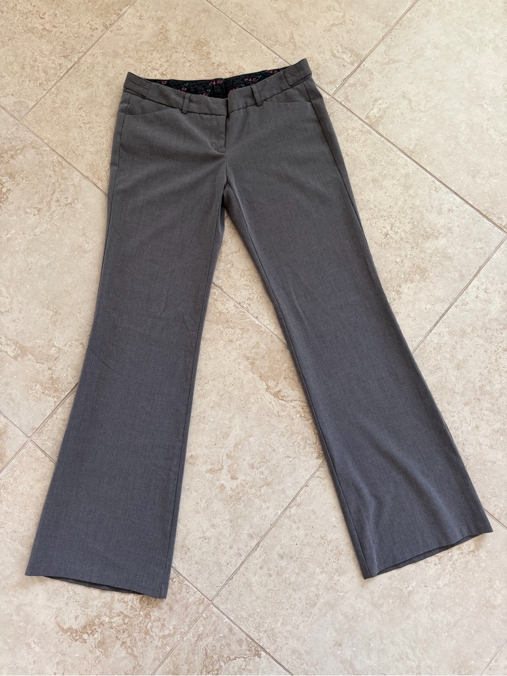 Tailored Gray Low Rise Flare Dress Pants for Women